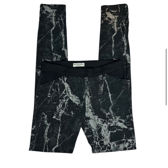 BALENCIAGA Black White Marble Abstract Print Jeans - Picture 3 of 7